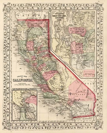 30-Southwest, Rocky Mountains and California Map By Samuel Augustus Mitchell Jr.