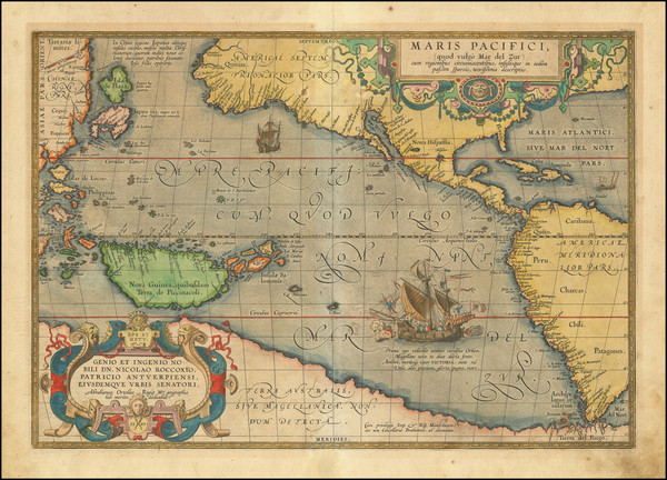 3-Western Hemisphere, Japan, Pacific, Australia and America Map By Abraham Ortelius