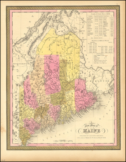 69-Maine Map By Samuel Augustus Mitchell