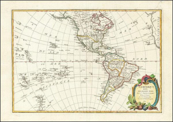 65-America Map By Jean Janvier / Charles Francois Delamarche