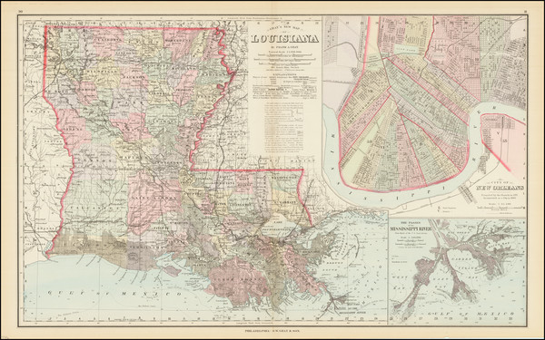 64-Louisiana and New Orleans Map By O.W. Gray