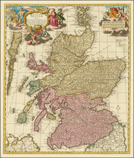 57-Scotland Map By Nicolaes Visscher I / Peter Schenk