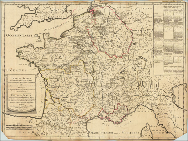 93-France Map By Gilles Robert de Vaugondy