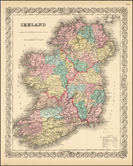 48-Ireland Map By Joseph Hutchins Colton