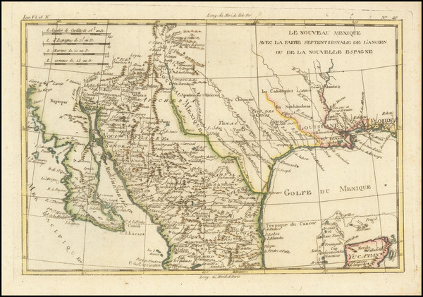 81-Texas, Southwest, Mexico and Baja California Map By Rigobert Bonne