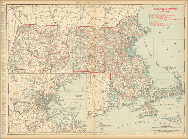 100-Massachusetts Map By Rand McNally & Company