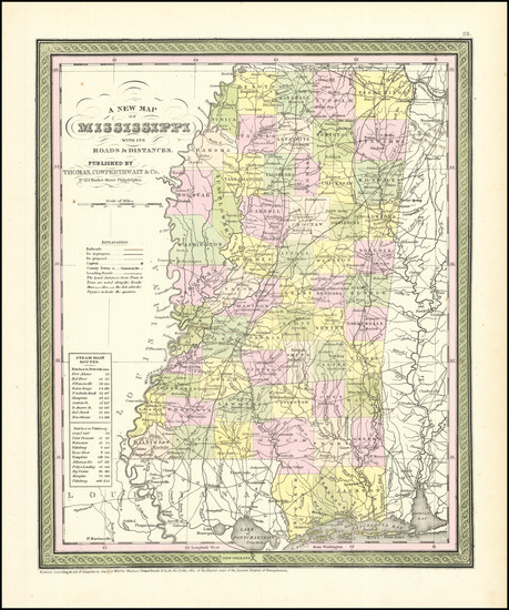 85-Mississippi Map By Thomas, Cowperthwait & Co.