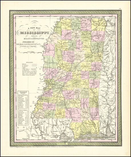 44-Mississippi Map By Thomas, Cowperthwait & Co.