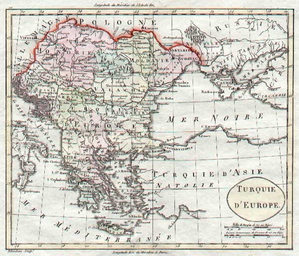 96-Europe, Hungary, Balkans, Turkey and Greece Map By Islands Blondeau