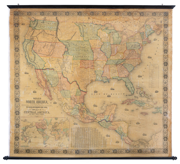 48-United States, Plains, Kansas, Nebraska, Rocky Mountains, Washington and North America Map By J