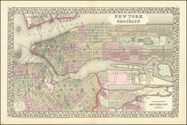 17-New York City Map By Samuel Augustus Mitchell Jr.