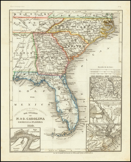 47-Florida, Alabama, Georgia, North Carolina and South Carolina Map By Joseph Meyer