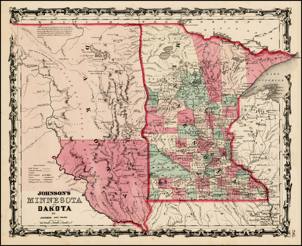 36-Midwest and Plains Map By Benjamin P Ward  &  Alvin Jewett Johnson