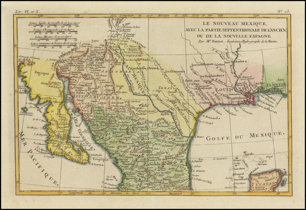 48-Texas, Southwest, Mexico and Baja California Map By Rigobert Bonne