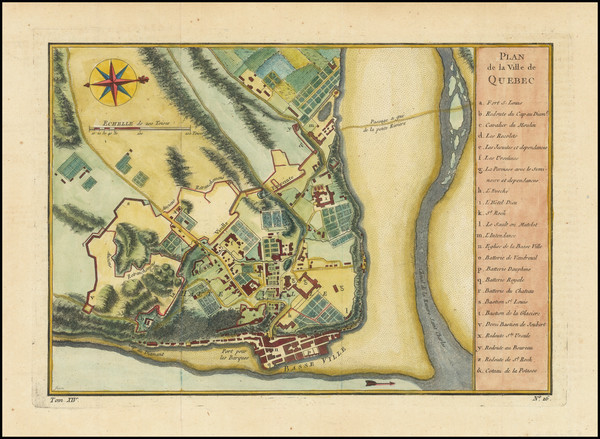 42-Quebec Map By Jacques Nicolas Bellin