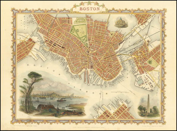 44-Massachusetts and Boston Map By John Tallis