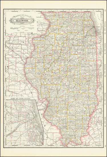 16-Illinois Map By George F. Cram