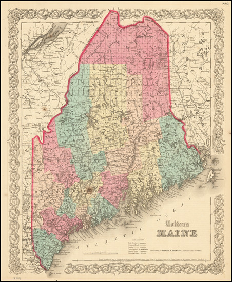 92-Maine Map By Joseph Hutchins Colton