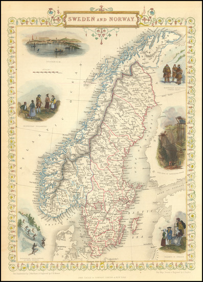 55-Scandinavia, Sweden and Norway Map By John Tallis