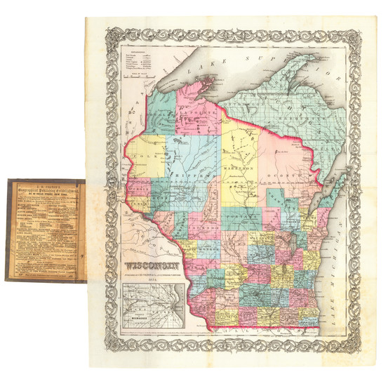 58-Wisconsin Map By Joseph Hutchins Colton