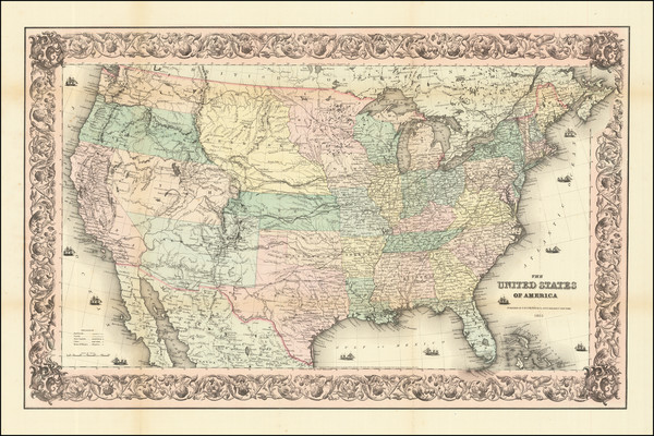 55-United States Map By Joseph Hutchins Colton