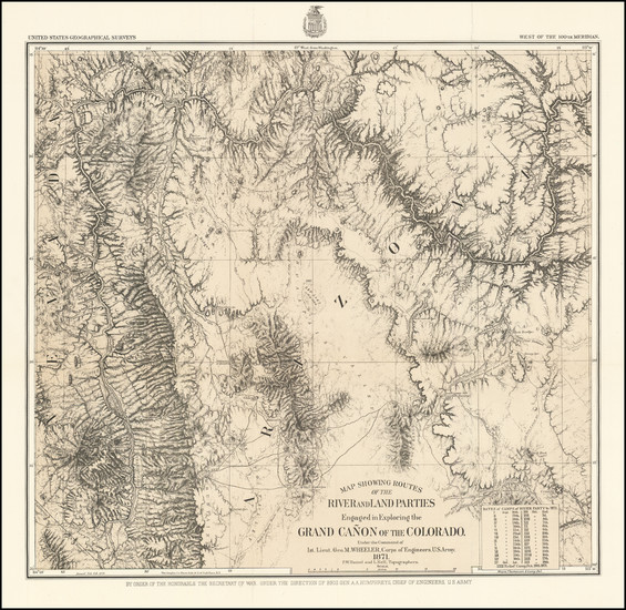 95-Southwest, Arizona, Nevada and California Map By George M. Wheeler