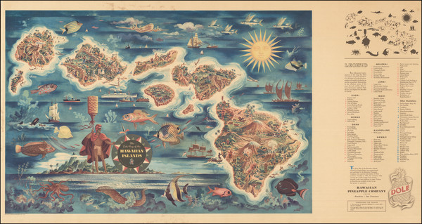 8-Hawaii, Hawaii and Pictorial Maps Map By Hawaiian Pineapple Company