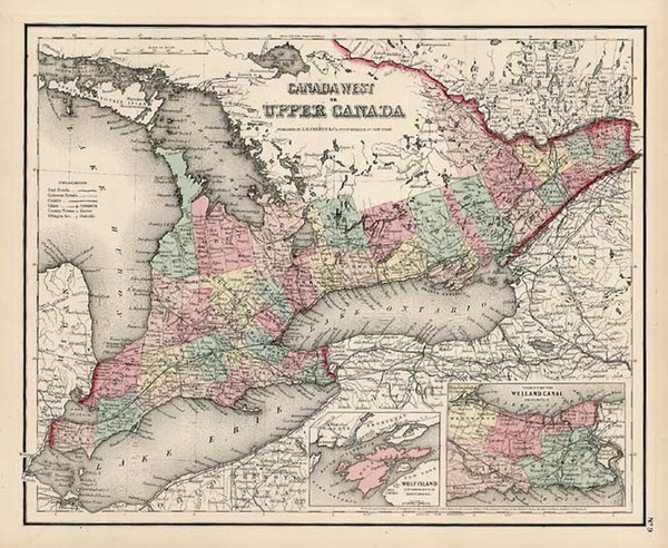 1-Midwest and Canada Map By Joseph Hutchins Colton