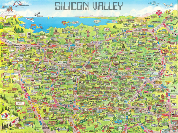 9-California and San Francisco & Bay Area Map By City Graphics of America