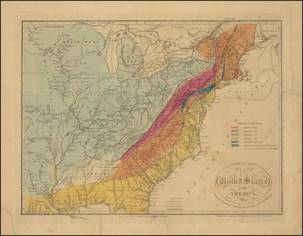 25-United States and Geological Map By John Melish / Charles Alexandre Lesueur