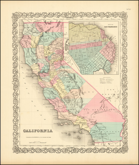 51-California and San Francisco & Bay Area Map By Joseph Hutchins Colton