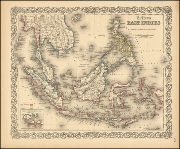 88-Philippines, Singapore and Indonesia Map By Joseph Hutchins Colton