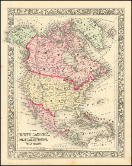 82-North America Map By Samuel Augustus Mitchell Jr.