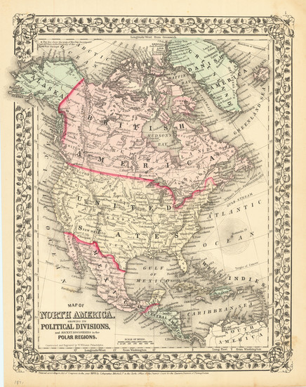 96-North America Map By Samuel Augustus Mitchell Jr.