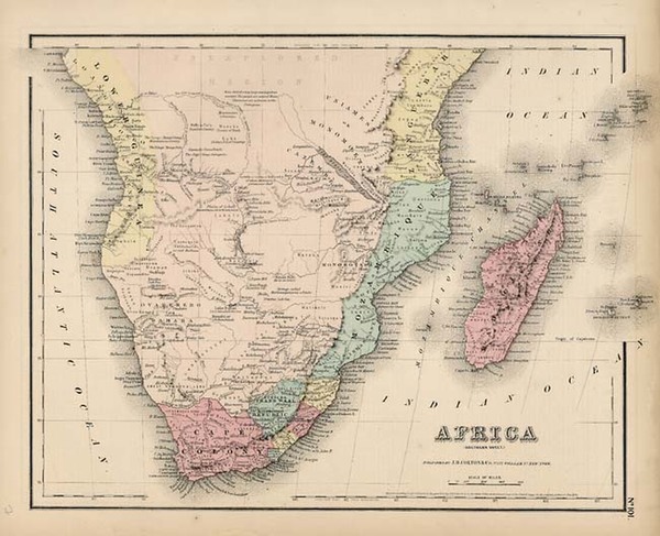 1-South Africa Map By Joseph Hutchins Colton