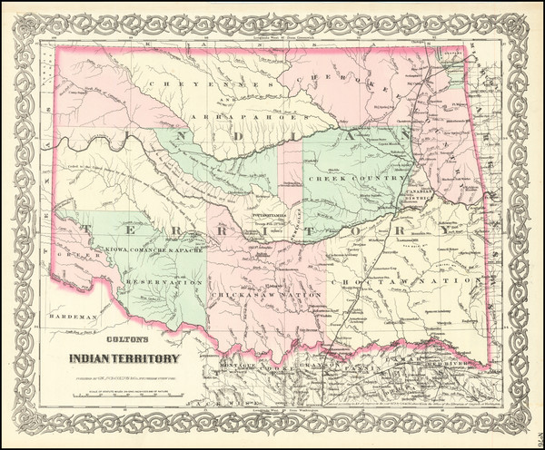 49-Oklahoma & Indian Territory Map By G.W.  & C.B. Colton