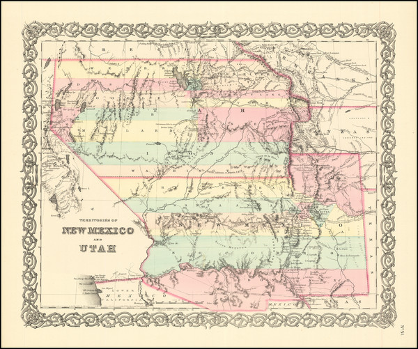 66-Arizona, Colorado, Utah, Nevada, New Mexico, Colorado and Utah Map By Joseph Hutchins Colton