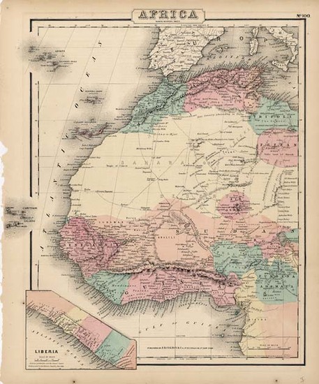 30-Africa Map By Joseph Hutchins Colton