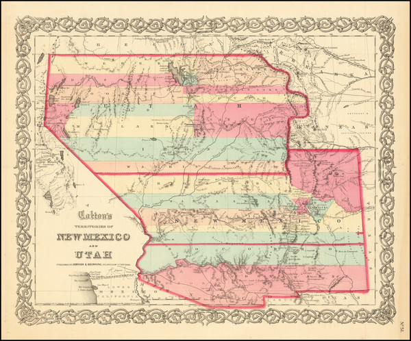 9-Arizona, Colorado, Utah, Nevada, New Mexico, Colorado and Utah Map By Joseph Hutchins Colton