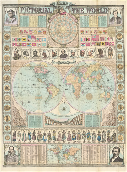 54-World Map By G.W. Bacon & Co.