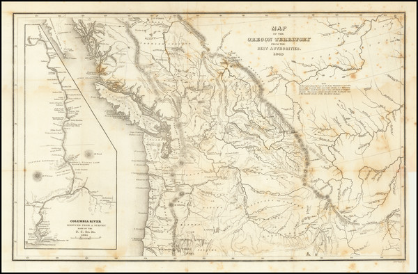 60-Utah, Nevada, Idaho, Montana, Utah, Wyoming, Oregon and Washington Map By Charles Wilkes