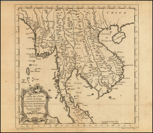 29-Thailand, Cambodia, Vietnam Map By Jacques Nicolas Bellin