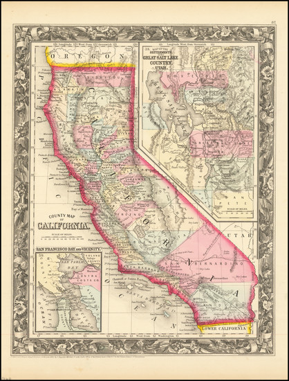 100-California Map By Samuel Augustus Mitchell Jr.