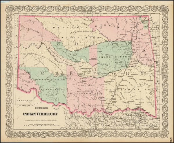 64-Oklahoma & Indian Territory Map By G.W.  & C.B. Colton