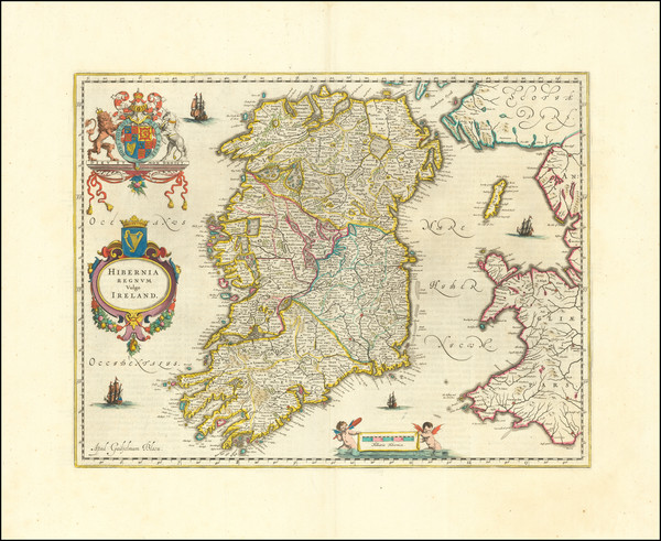 57-Ireland Map By Willem Janszoon Blaeu