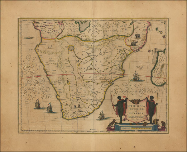 30-South Africa and African Islands, including Madagascar Map By Willem Janszoon Blaeu