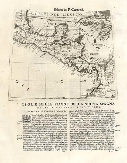 50-Caribbean and Central America Map By Vincenzo Maria Coronelli