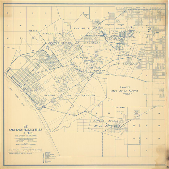 82-Los Angeles Map By Cal. State Mining Bureau Dept. of Petroleum & Gas 