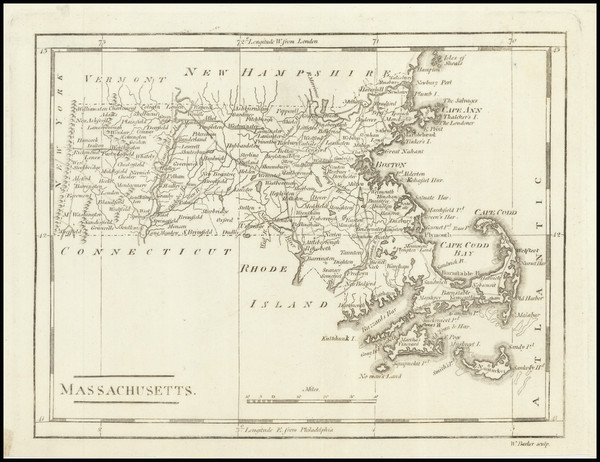 3-Massachusetts Map By Mathew Carey