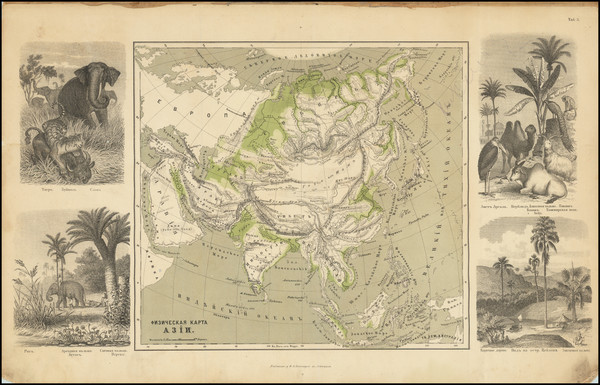 74-Asia Map By Friedrich Arnold Brockhaus